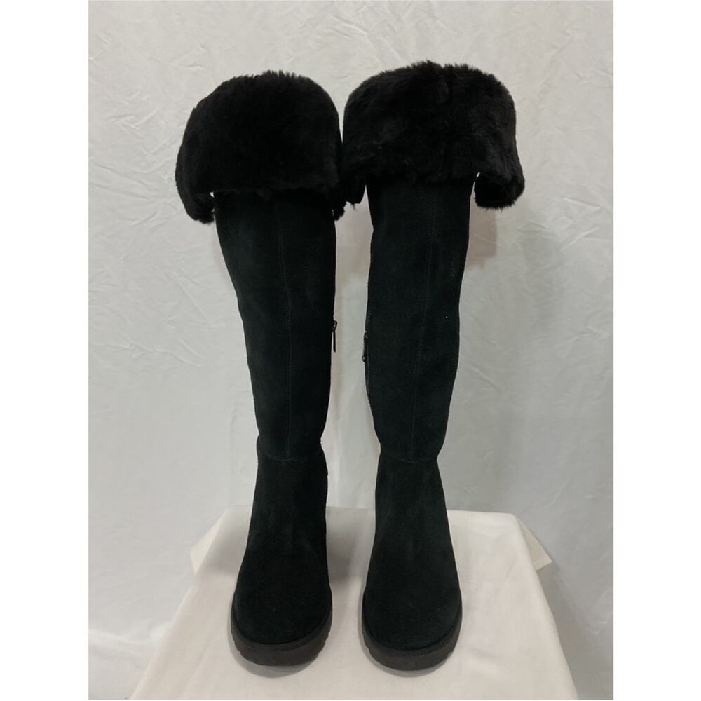 Black Fur-Trimmed Knee-High Boots ugg boot 7,5